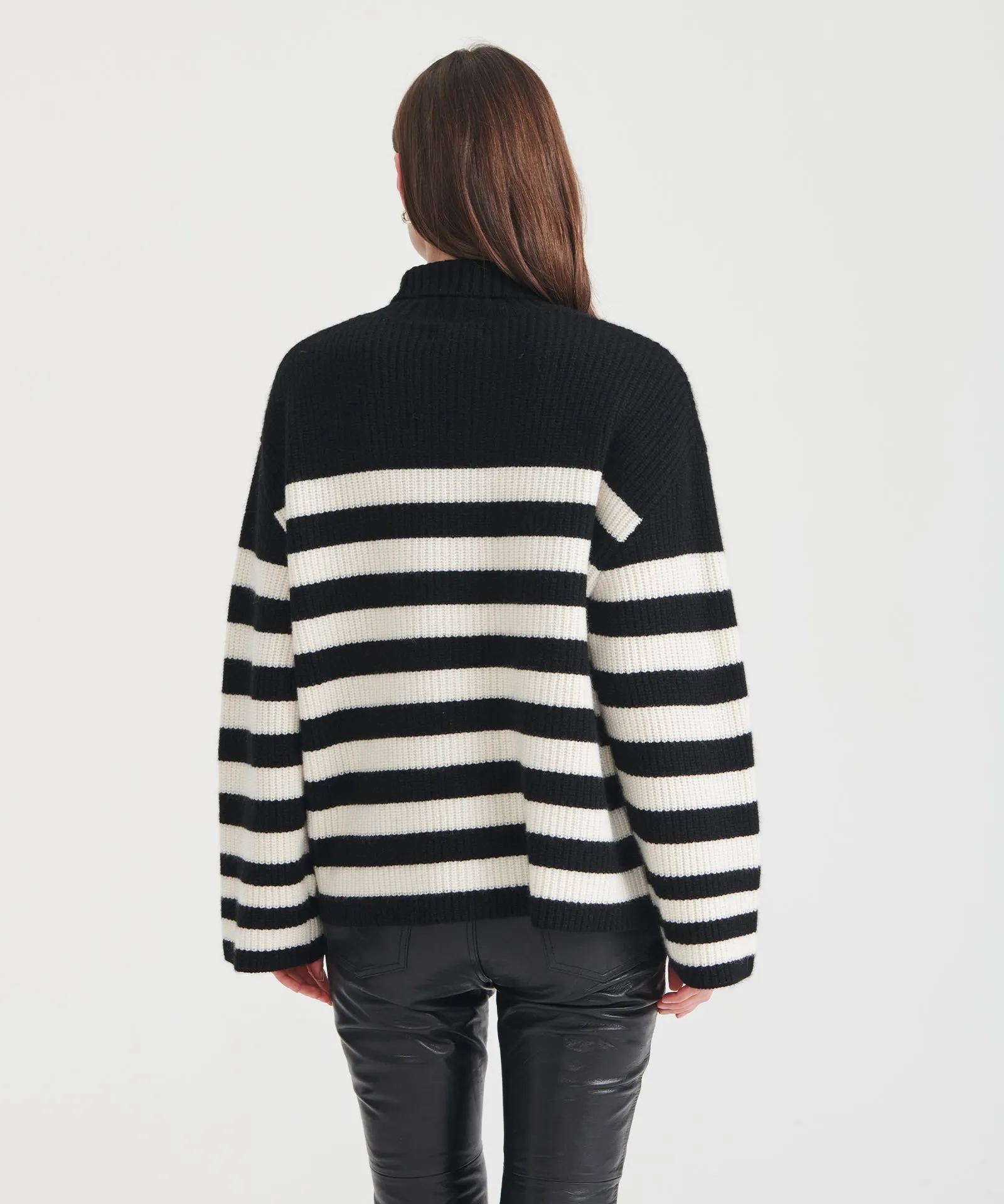 Super Luxe Cashmere Striped Turtleneck