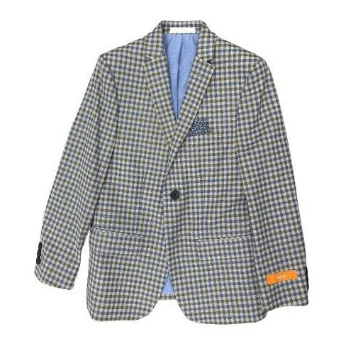 Tallia Boys Beige/Blue/Brown Check Sports Jacket_ XZ0042