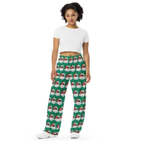 Unisex wide-leg pants African American Santa Green