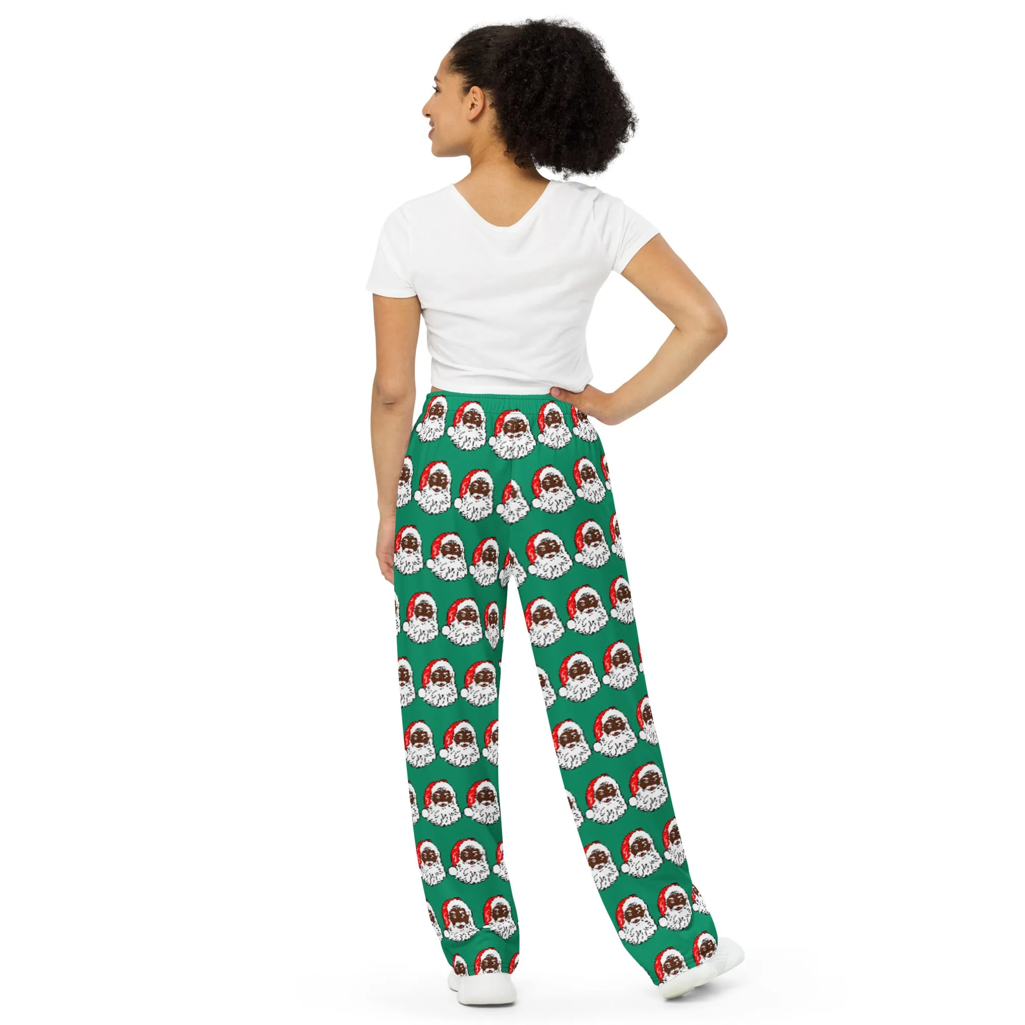 Unisex wide-leg pants African American Santa Green