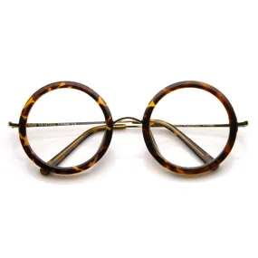 Womens Designer Fashion Round Circle Clear Lens Glasses