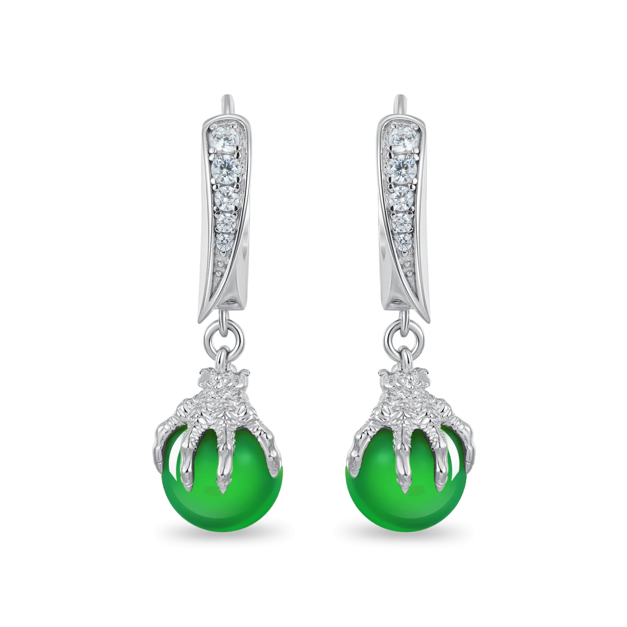 WONG Ⅱ Ridge Iced Out Jade Drop Earrings - Pair