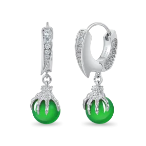 WONG Ⅱ Ridge Iced Out Jade Drop Earrings - Pair