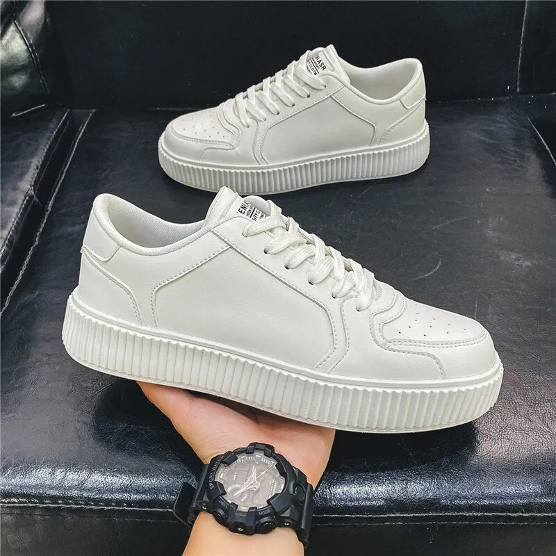 Xituodai  Spring Autumn New Flat Casual Shoes for Men Outdoor Fashion White Male Sneakers Pu Leather Non-slip Wear-resistant Solid Color 7