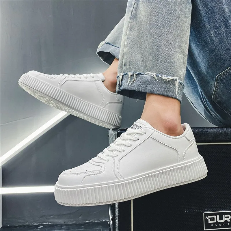 Xituodai  Spring Autumn New Flat Casual Shoes for Men Outdoor Fashion White Male Sneakers Pu Leather Non-slip Wear-resistant Solid Color 7