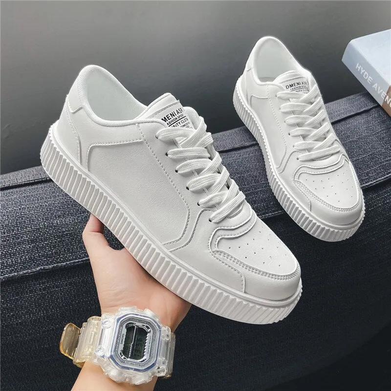 Xituodai  Spring Autumn New Flat Casual Shoes for Men Outdoor Fashion White Male Sneakers Pu Leather Non-slip Wear-resistant Solid Color 7