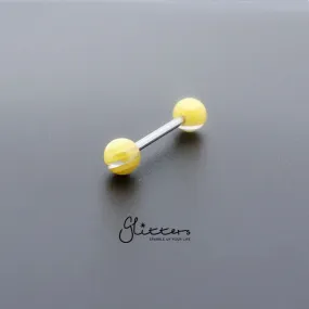 Yellow Stripe Acrylic Ball with Surgical Steel Tongue Bar